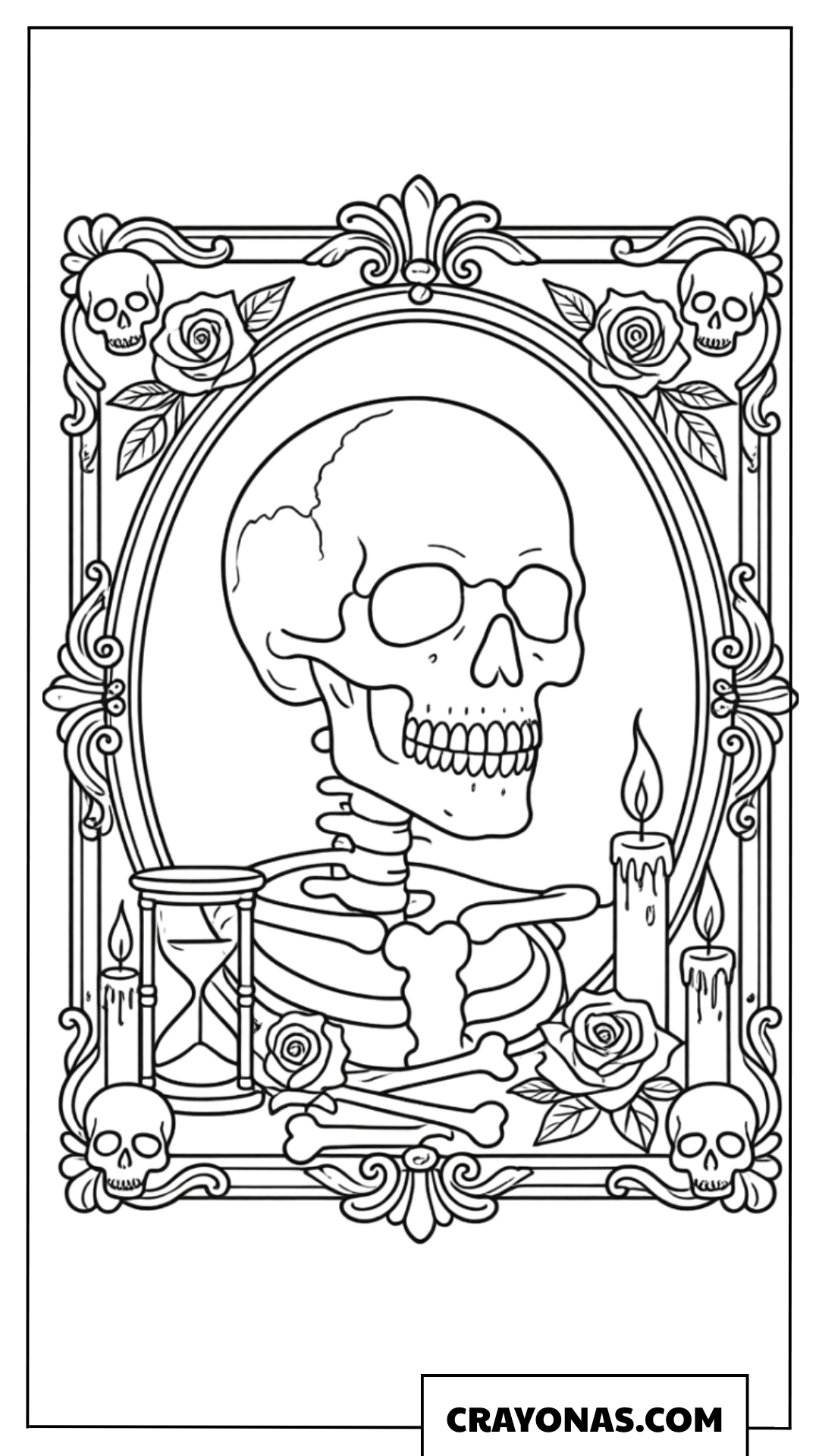 Framed Skull Portrait Coloring Page