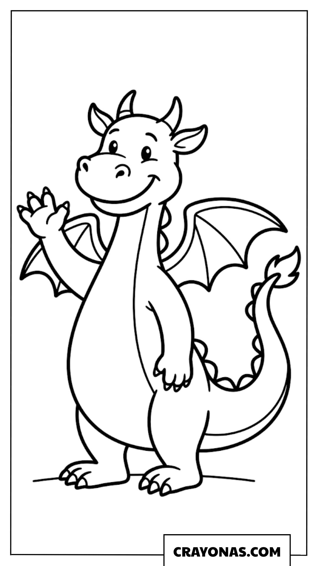 Friendly Cartoon Dragon Coloring Page