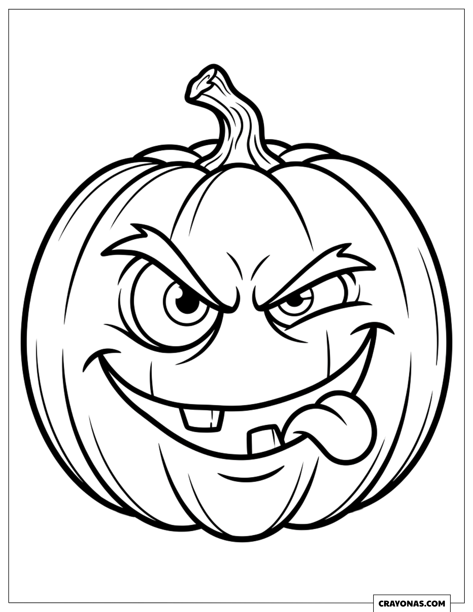 Funny Silly Jack-o'-Lantern Pumpkin Printable Coloring Sheet