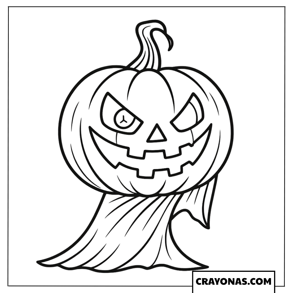 Ghostly Jack-o'-Lantern Coloring Page