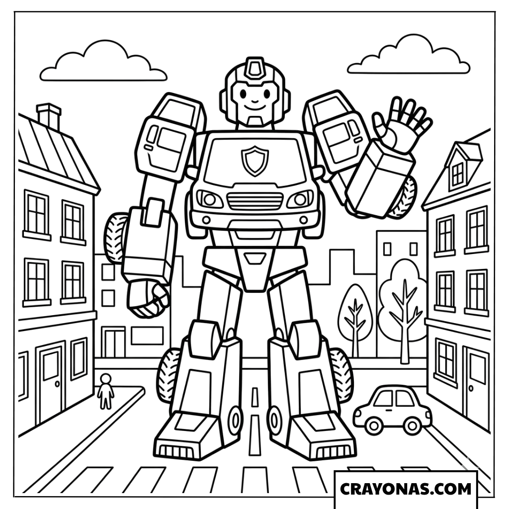 Giant Robot in the City coloring page