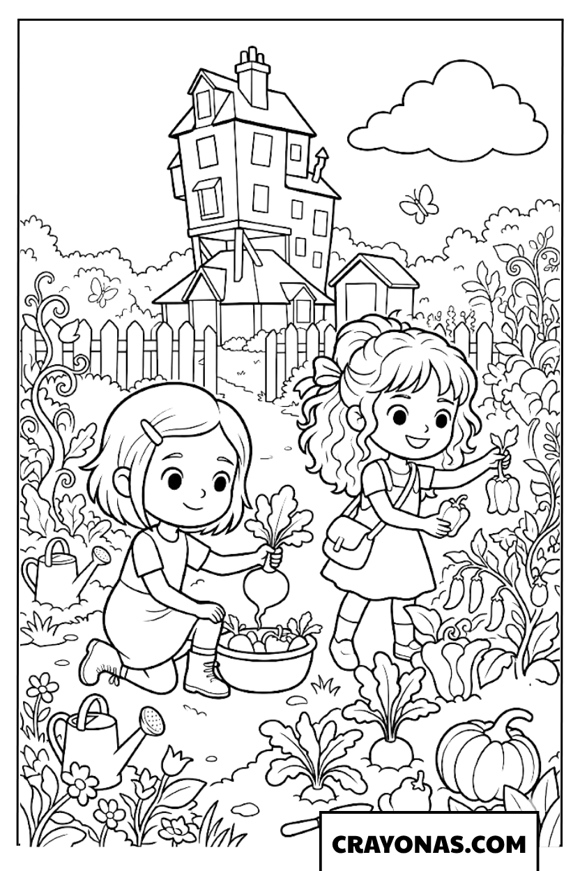 Ginny and Hermione in Summer Garden Coloring Pages