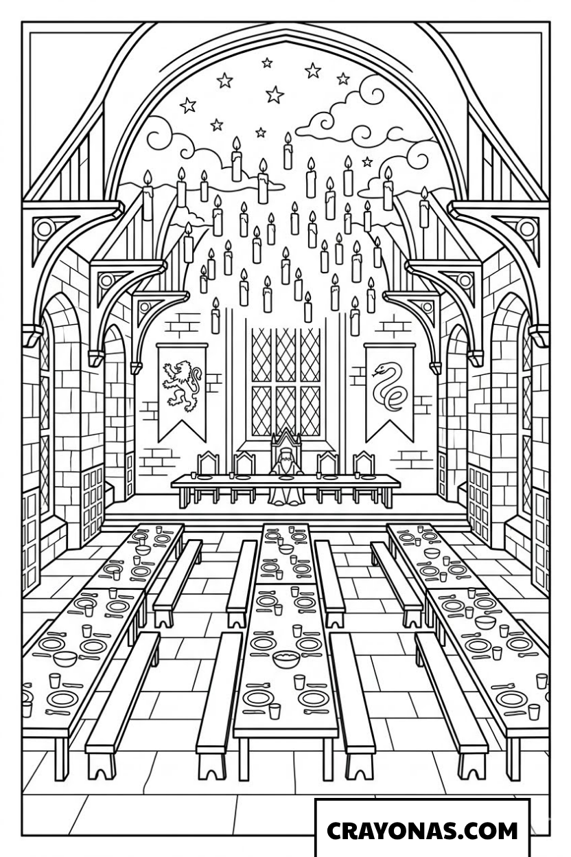 Great Hall at Hogwarts Coloring Pages