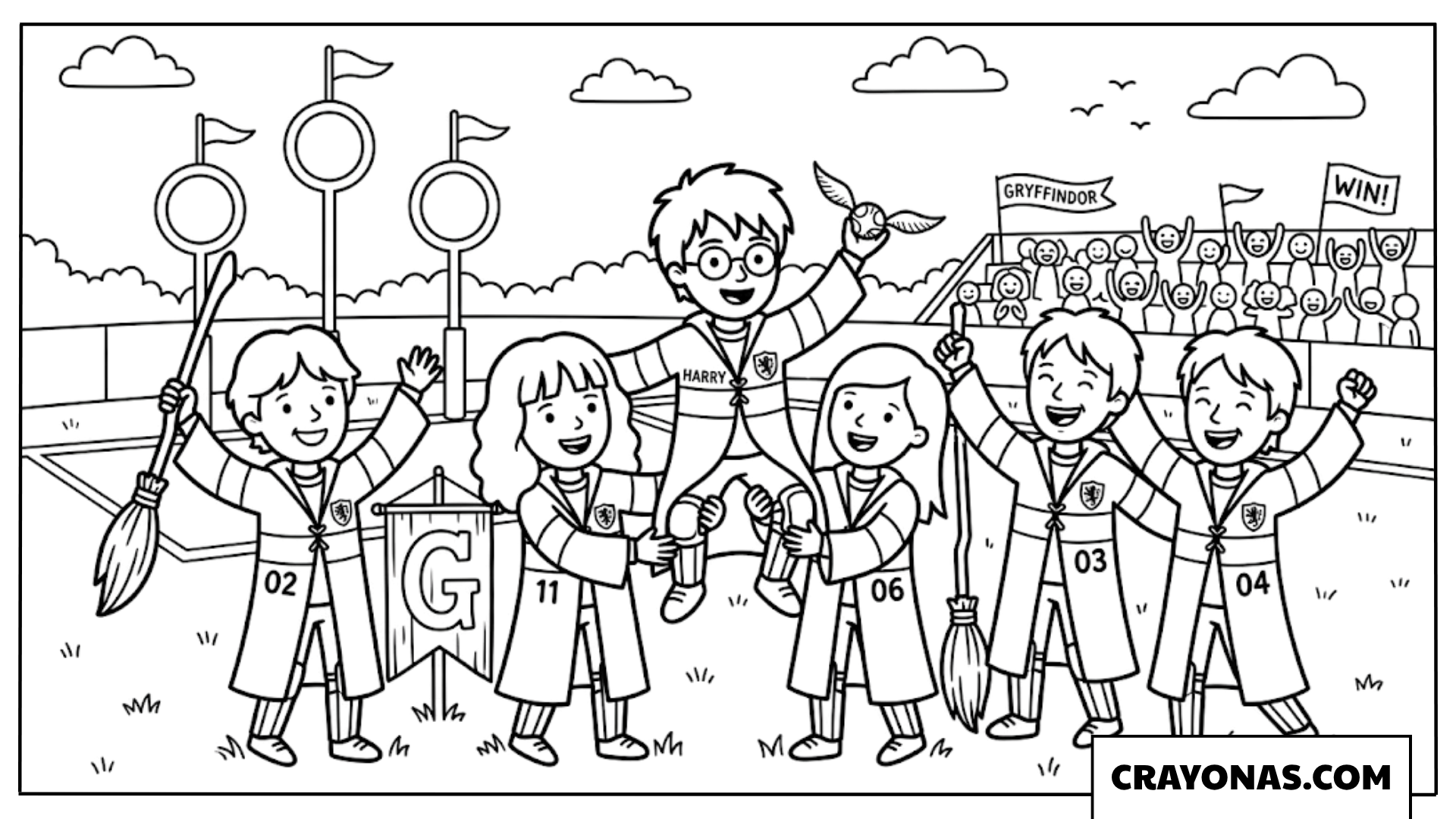 Gryffindor Quidditch Team Victory Coloring Pages