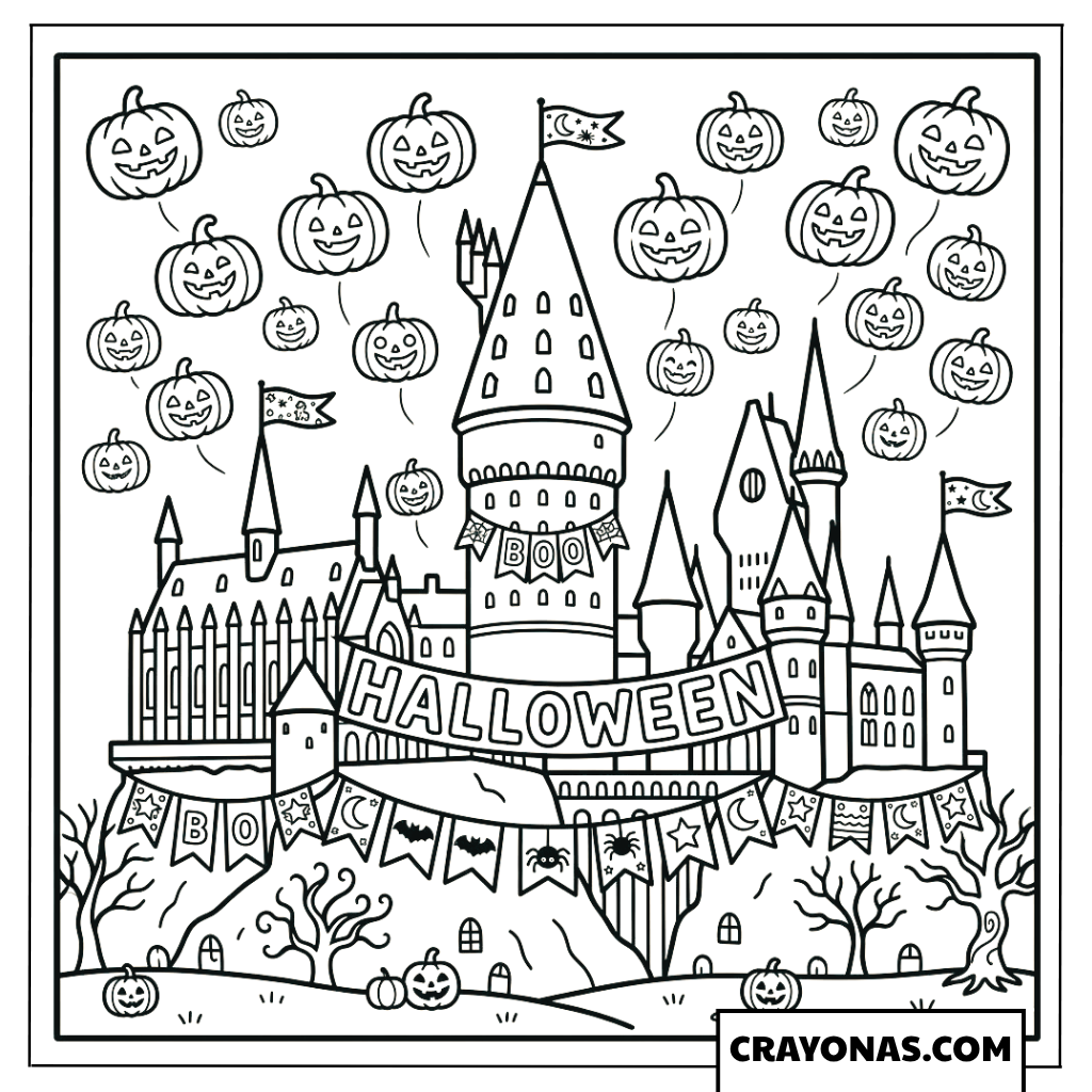 Halloween Hogwarts Castle Coloring Pages