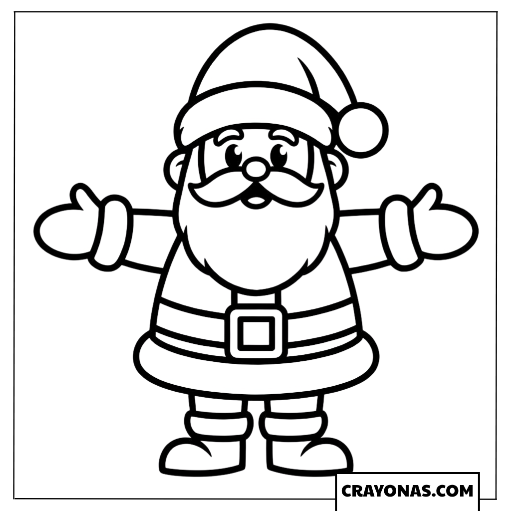 Happy Santa Open Arms Coloring Page