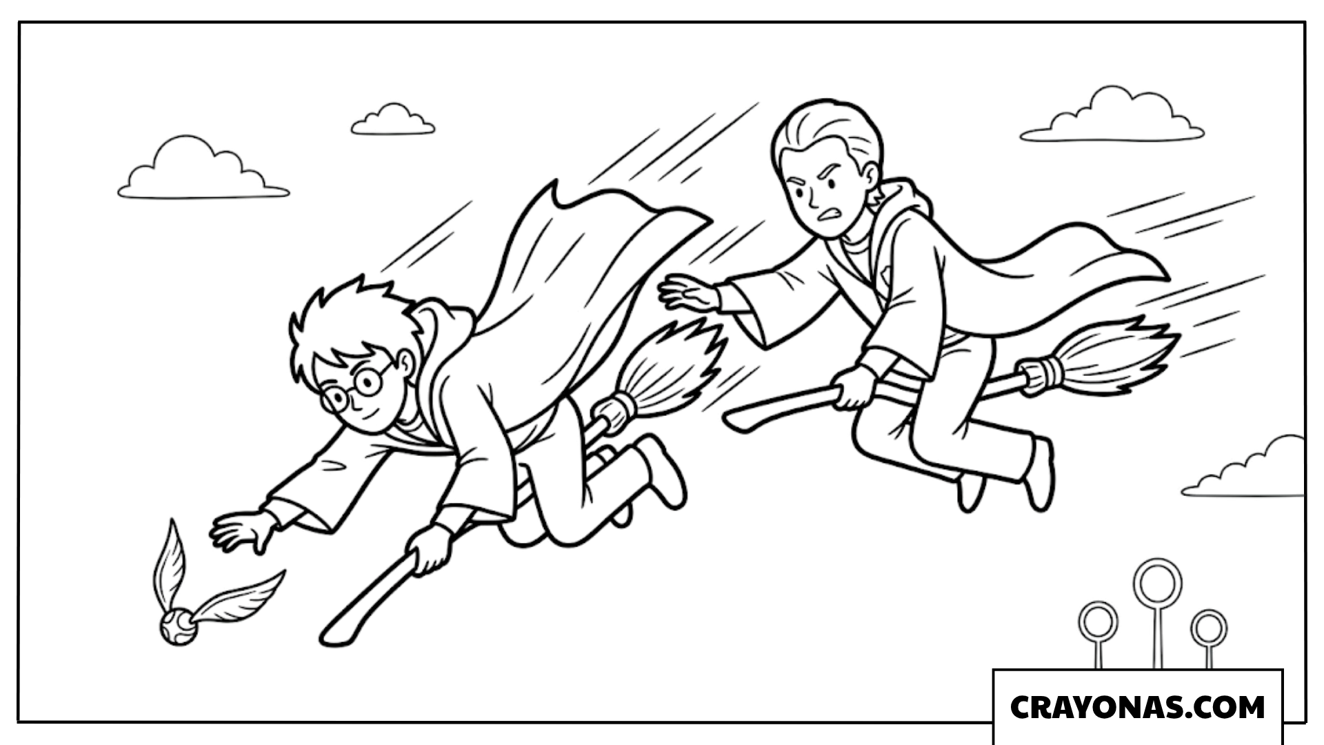 Harry Potter Chasing Golden Snitch Coloring Pages