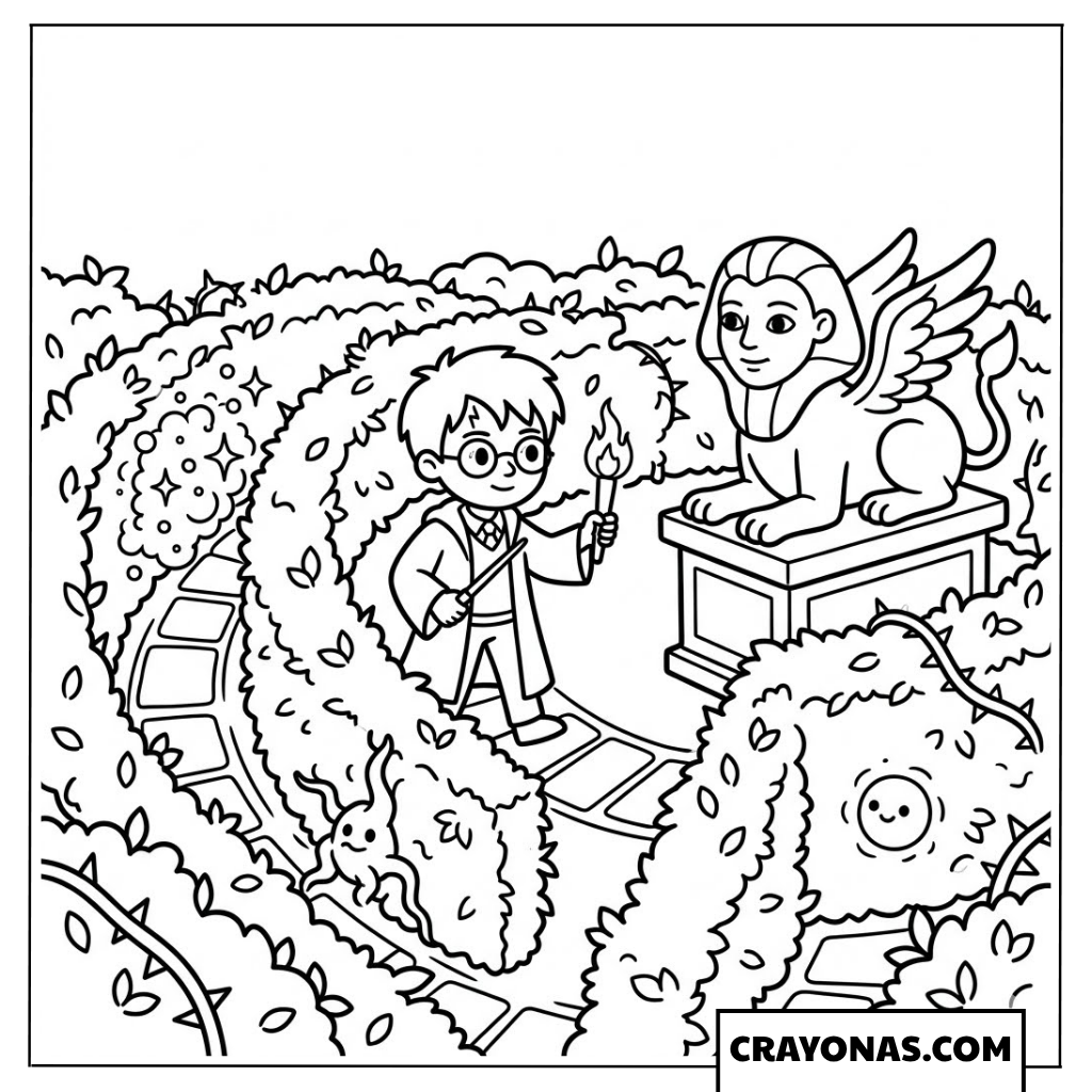 Harry Potter in the Hedge Maze Coloring Pages