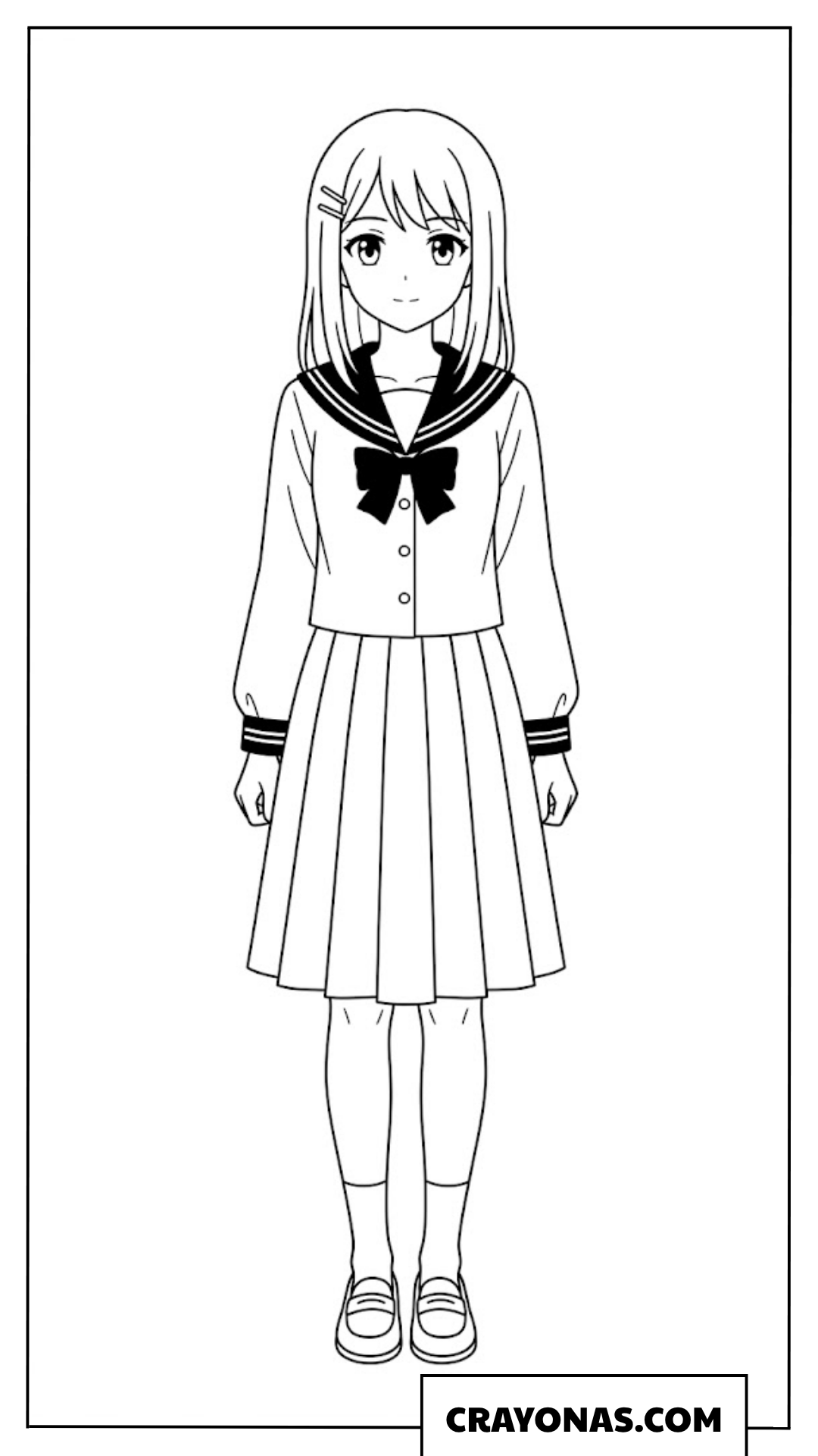 Japanese School Girl Uniform Coloring Page