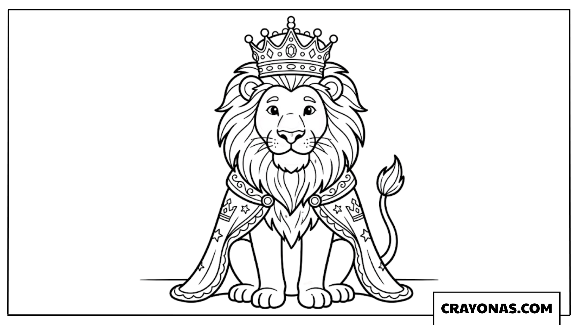 King Lion with Crown Coloring Page
