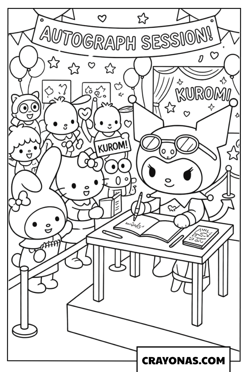 Kuromi Meeting Fans Coloring Page