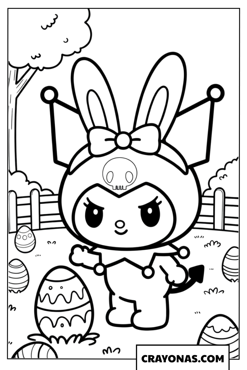 Kuromi Easter Bunny Coloring Page