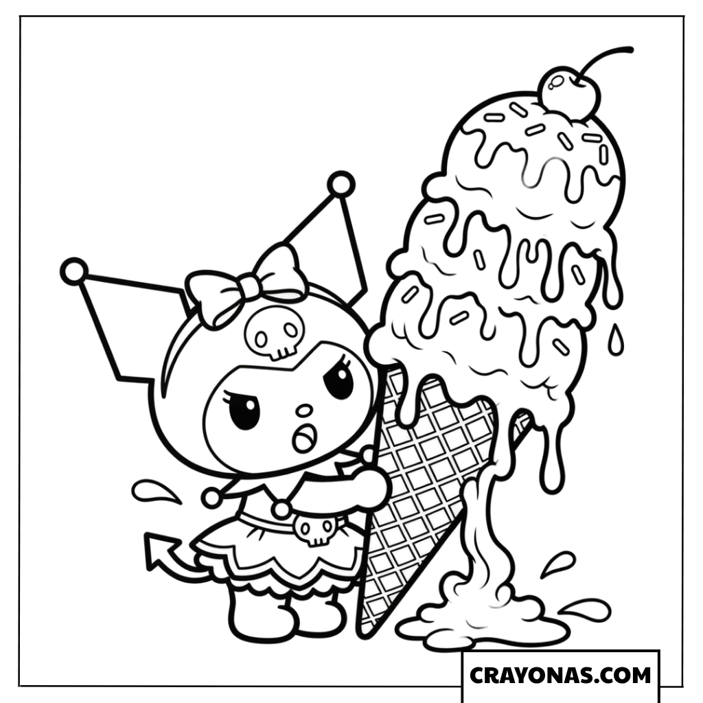 Kuromi Giant Ice Cream Coloring Page