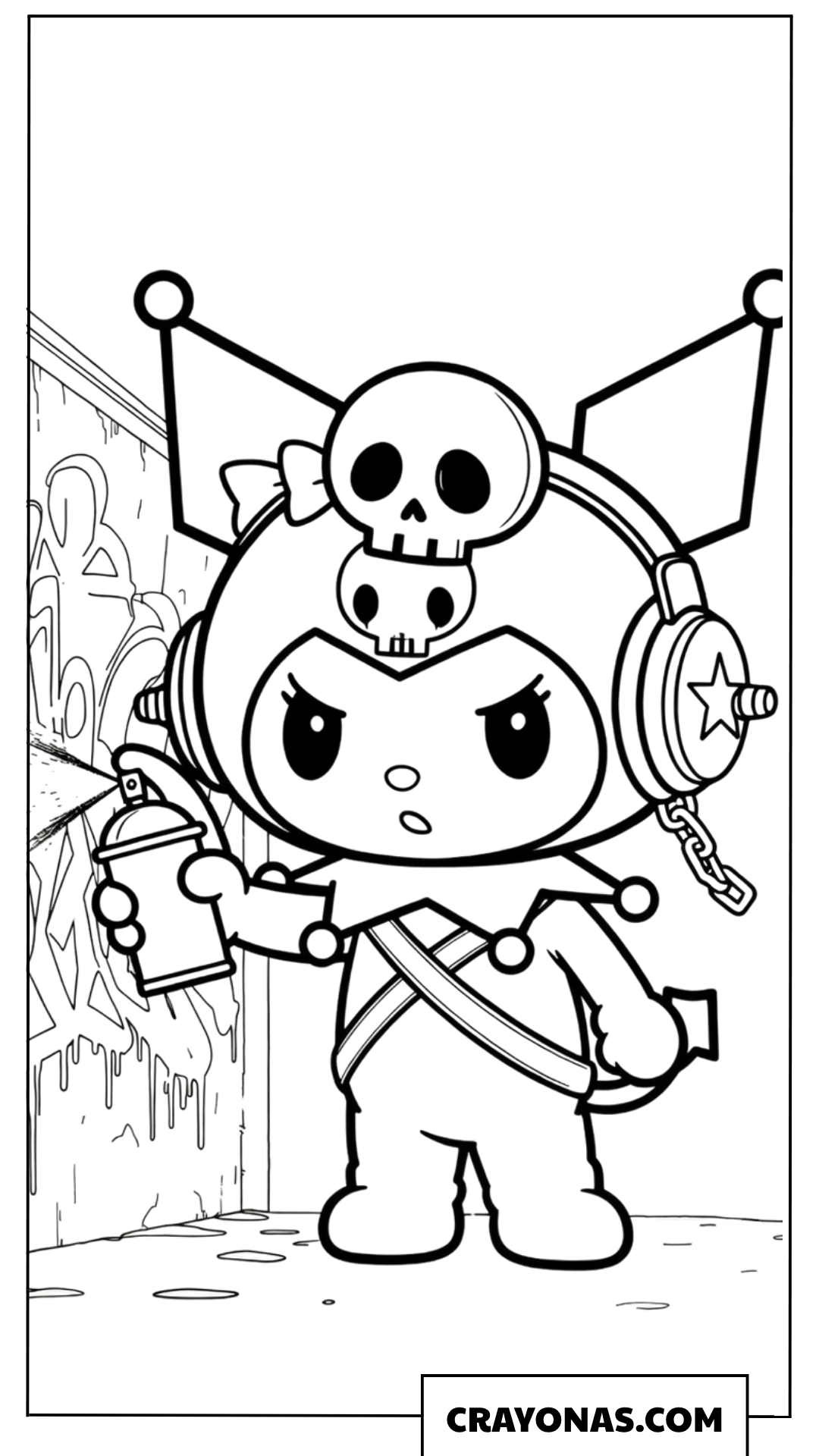 Kuromi Graffiti Artist Coloring Page