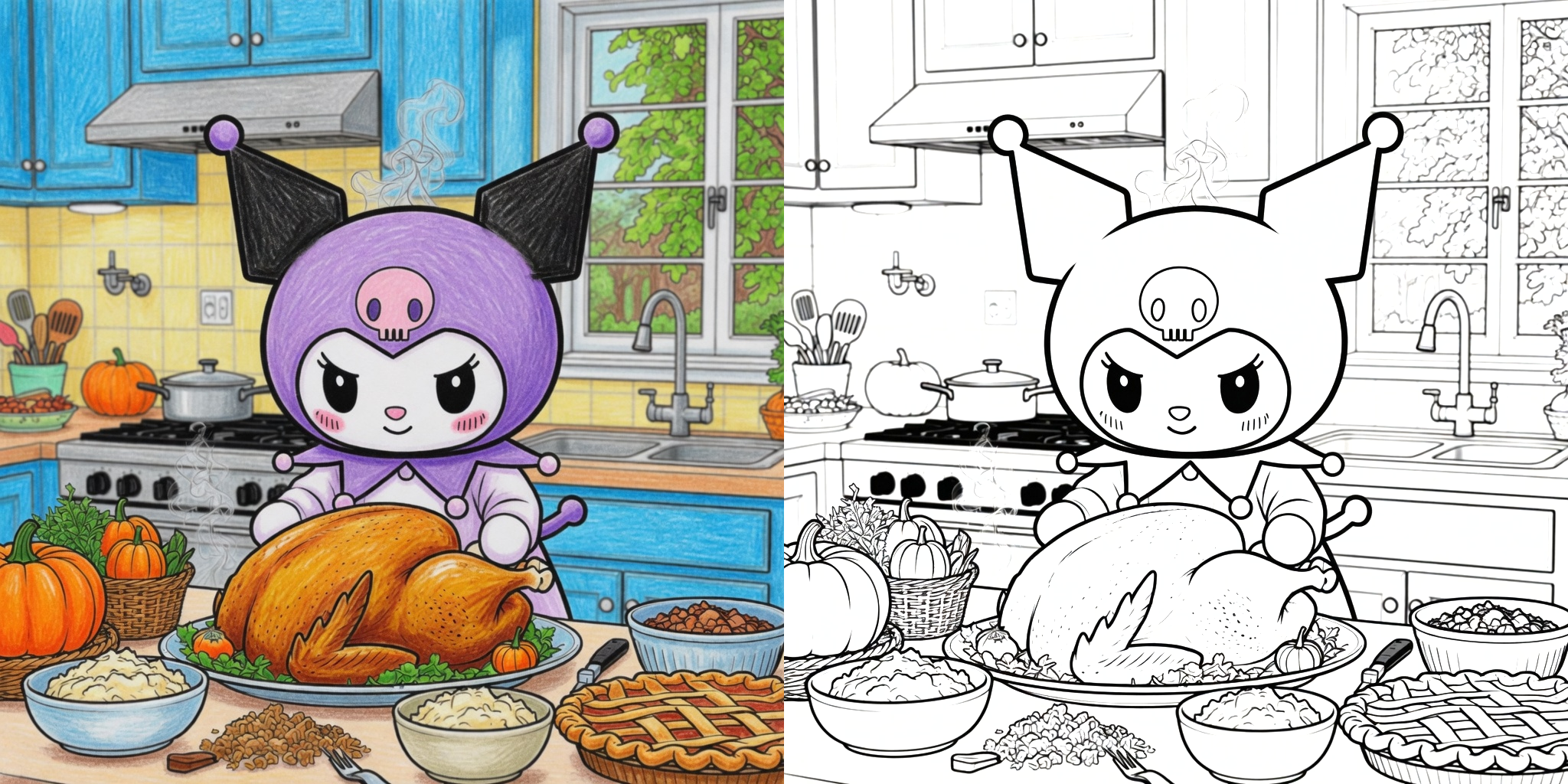 Kuromi Holidays Coloring  Pages ft - Kuromi Holidays Coloring  Pages ft