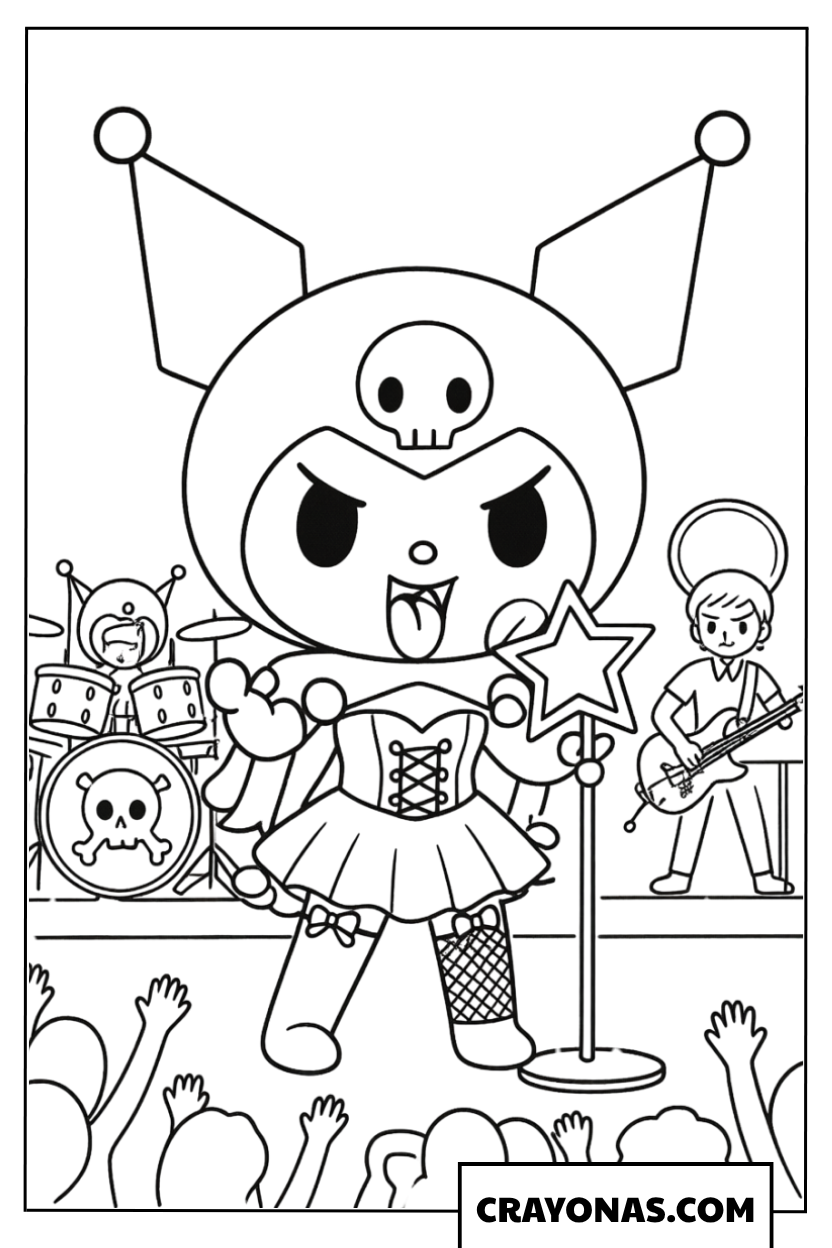 Kuromi Performing on Stage Coloring Page