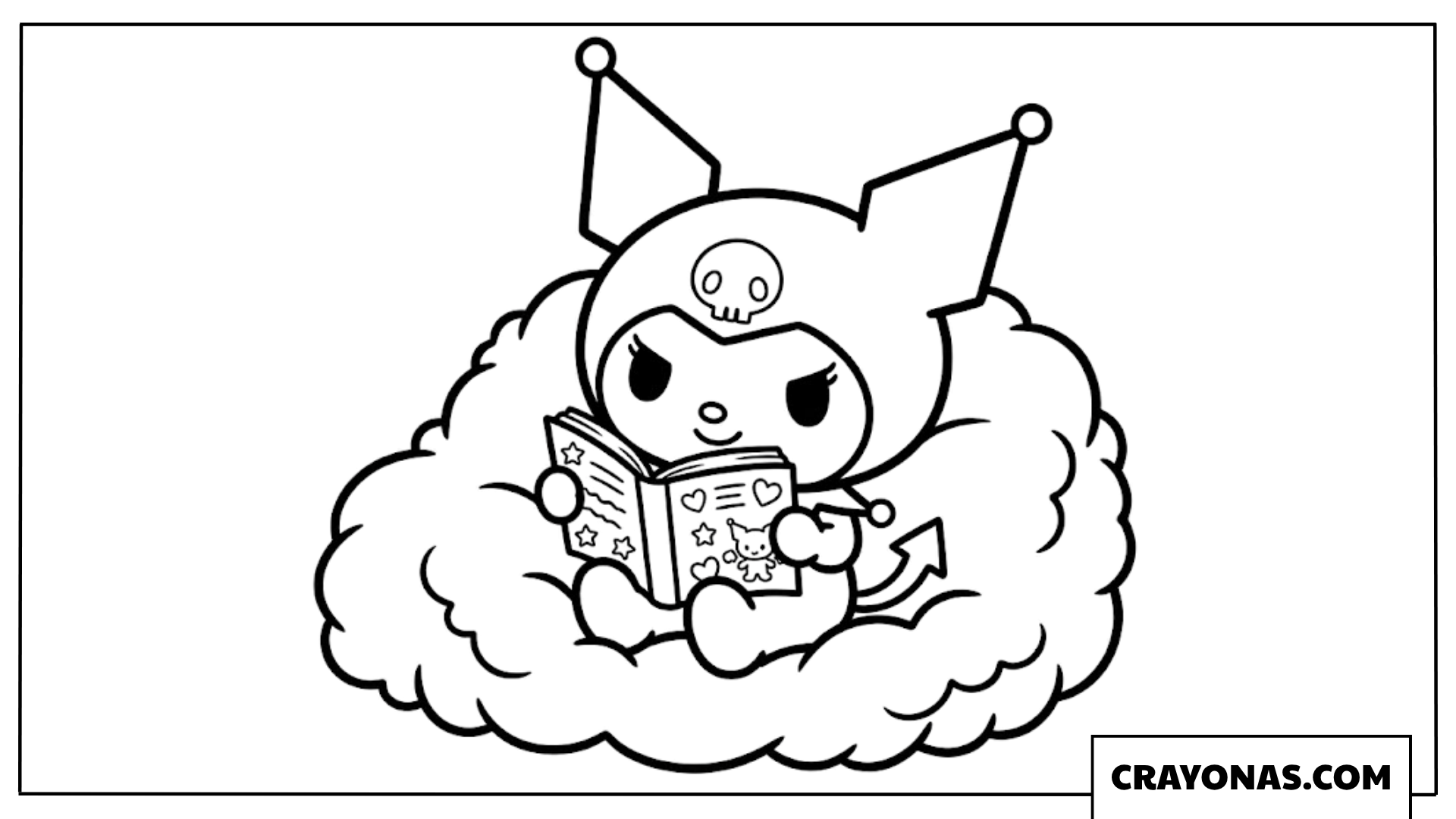Kuromi Reading Book Coloring Page