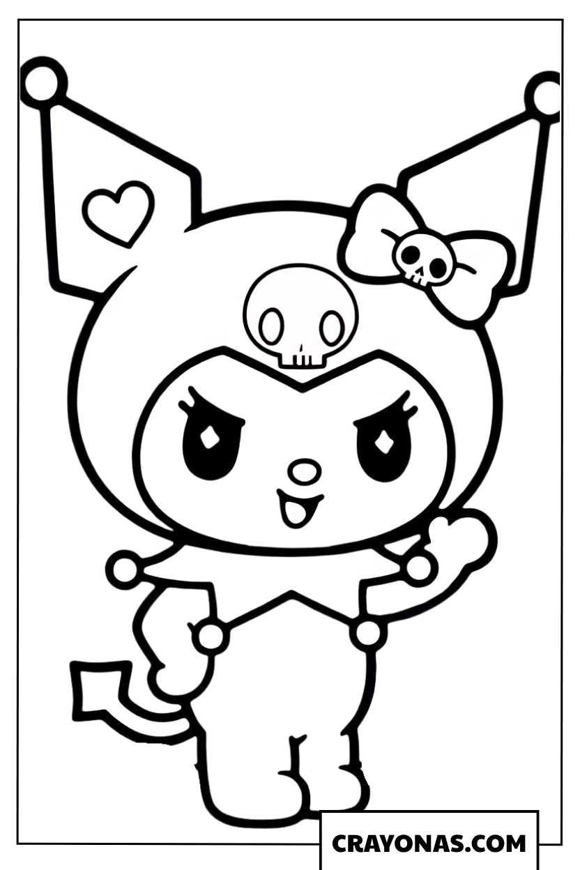 Kuromi Waving Hello Coloring Page