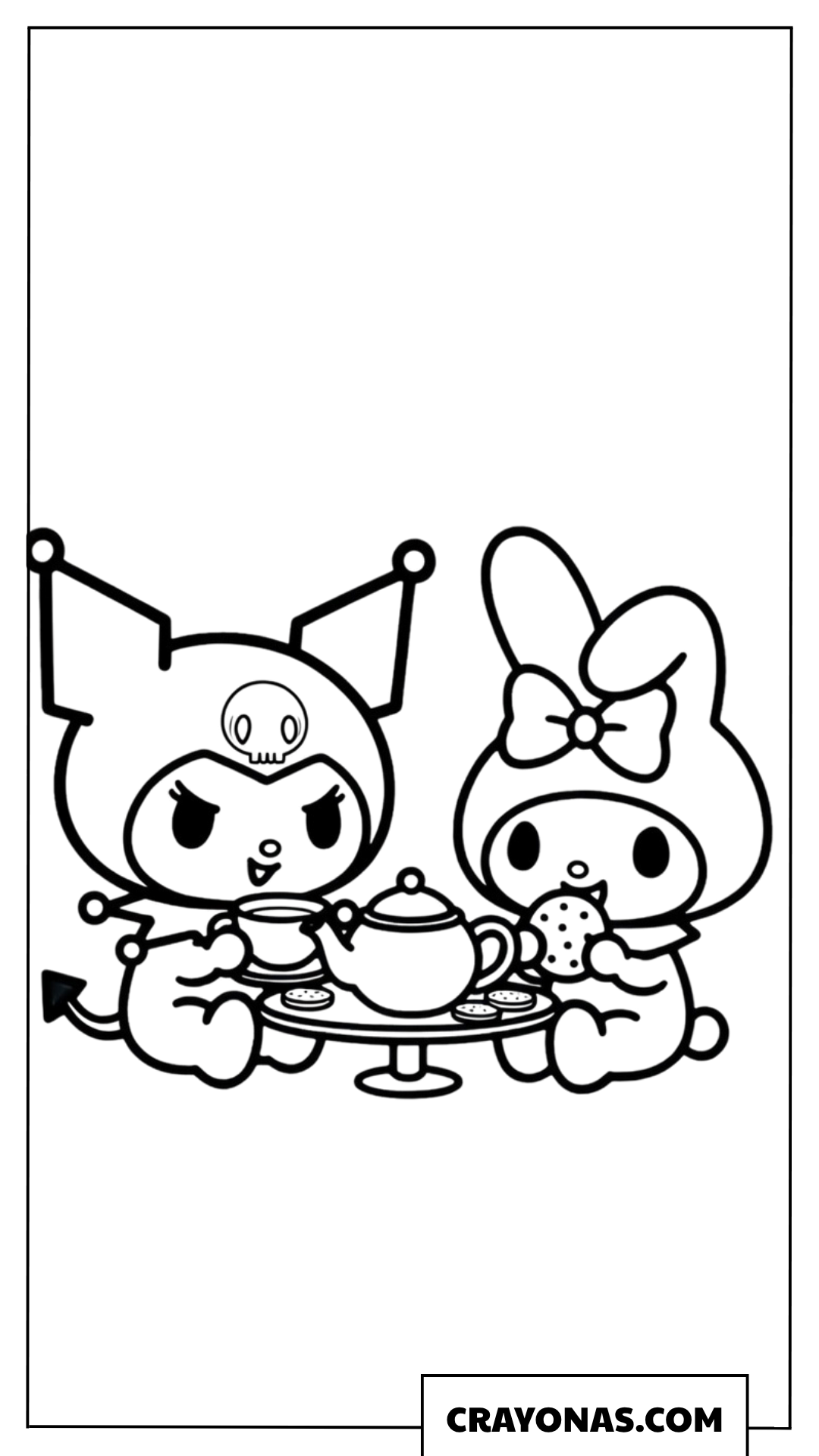 Kuromi and My Melody Tea Party Coloring Page