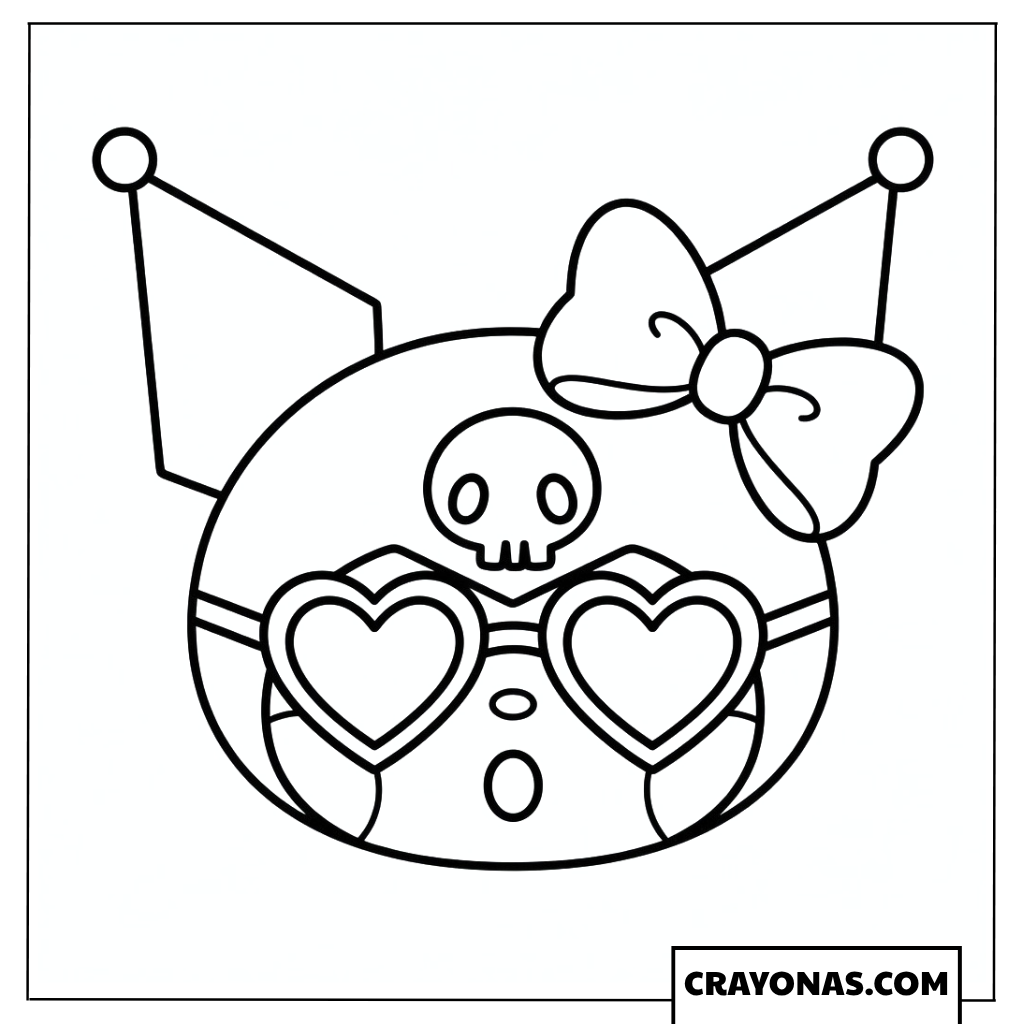 Kuromi with Heart Glasses Coloring Page