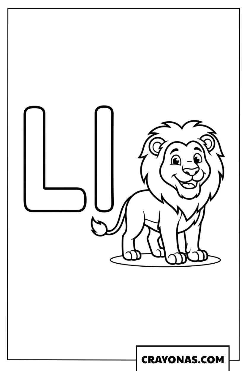 L is for Lion Coloring Page
