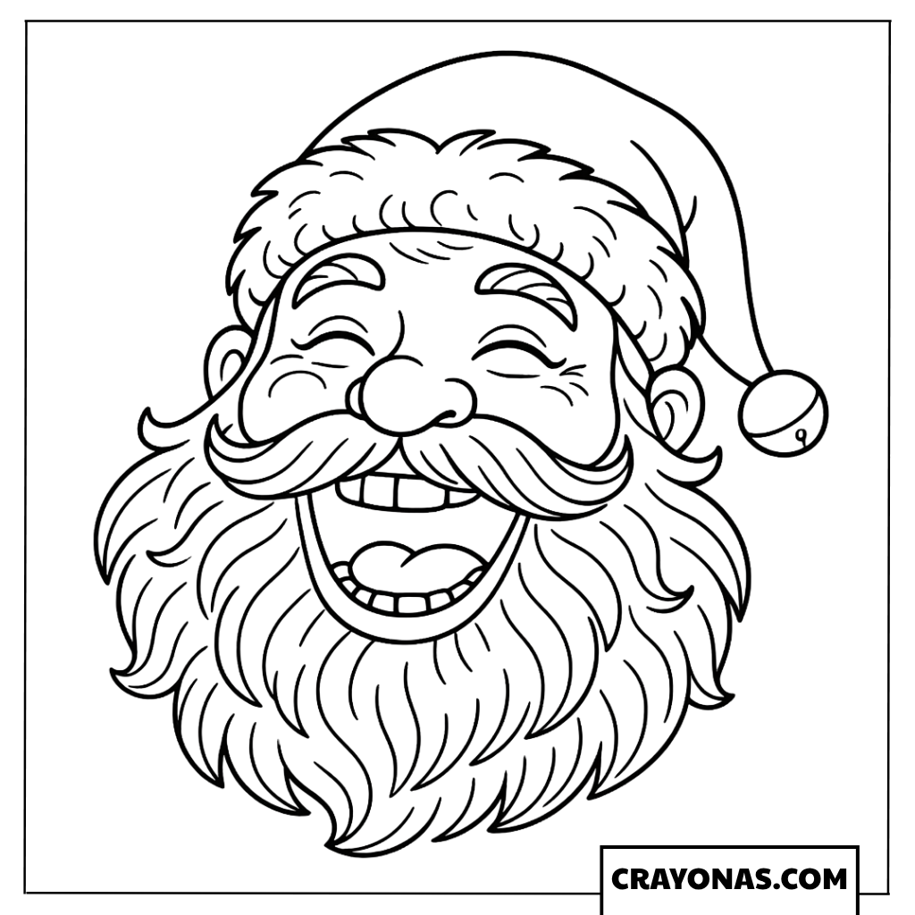 Laughing Santa Face Coloring Page