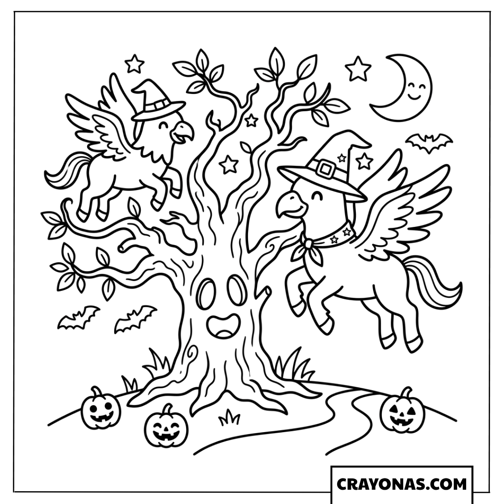 Magical Halloween Creatures Coloring Pages