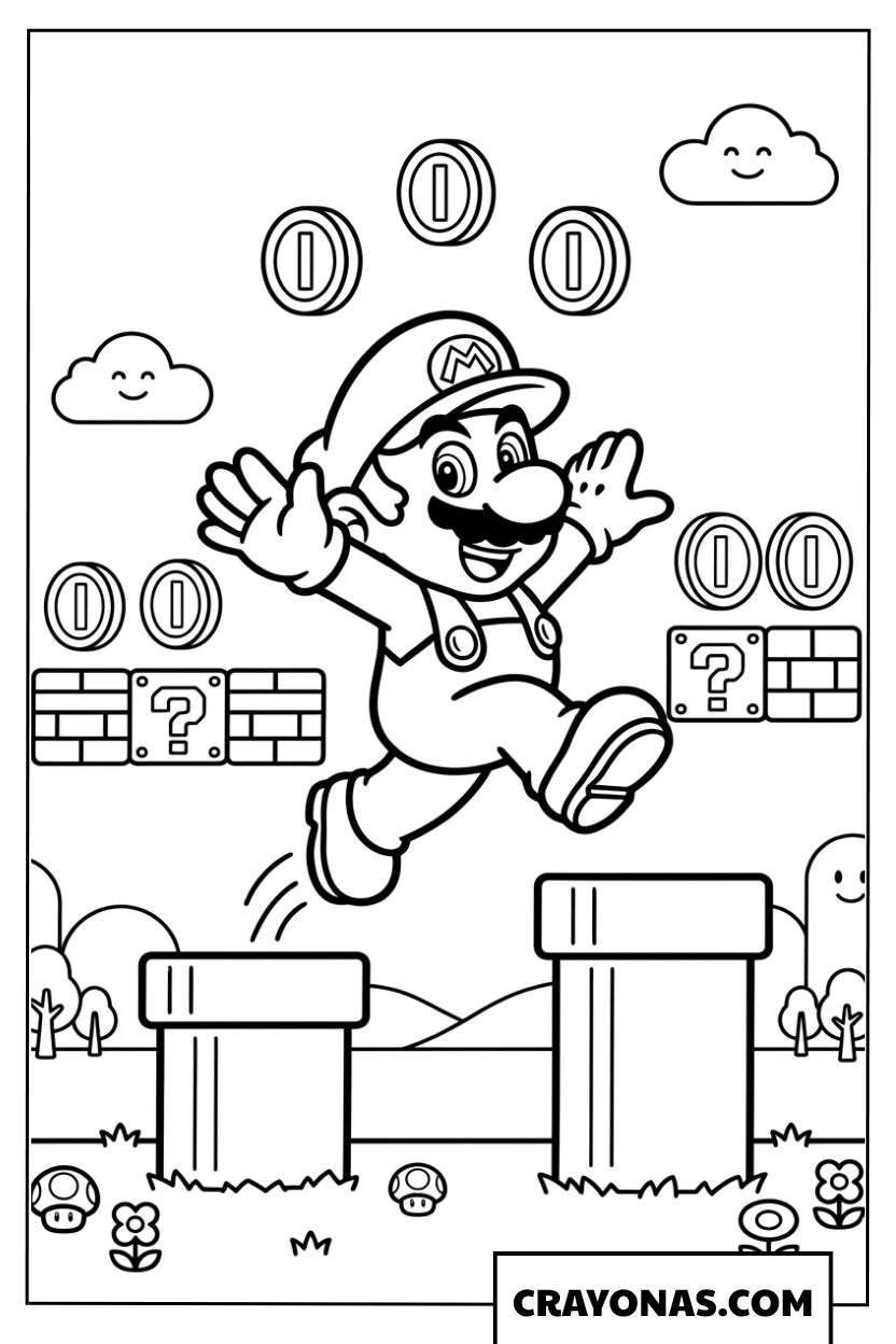 Mario Collecting Coins coloring page