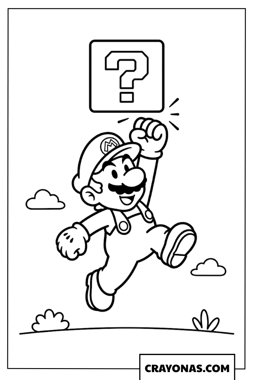 Mario Jumping Coloring Page