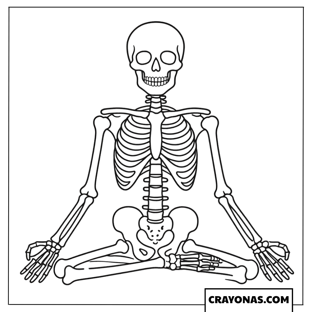 Meditating Skeleton Coloring Page