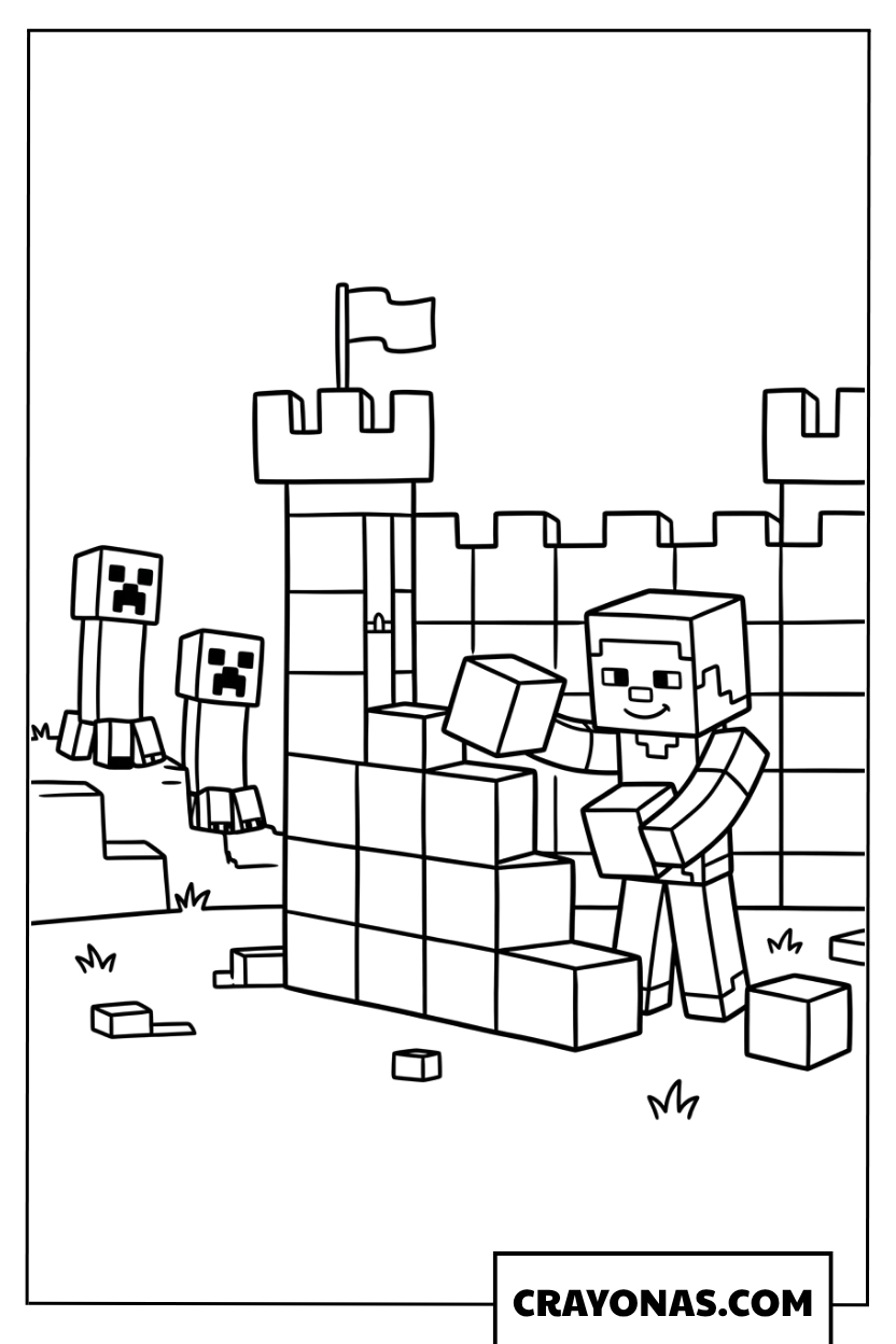 Minecraft Castle Building coloring page