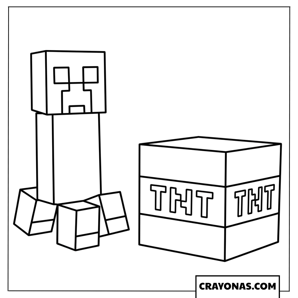 Minecraft Creeper TNT Coloring Page