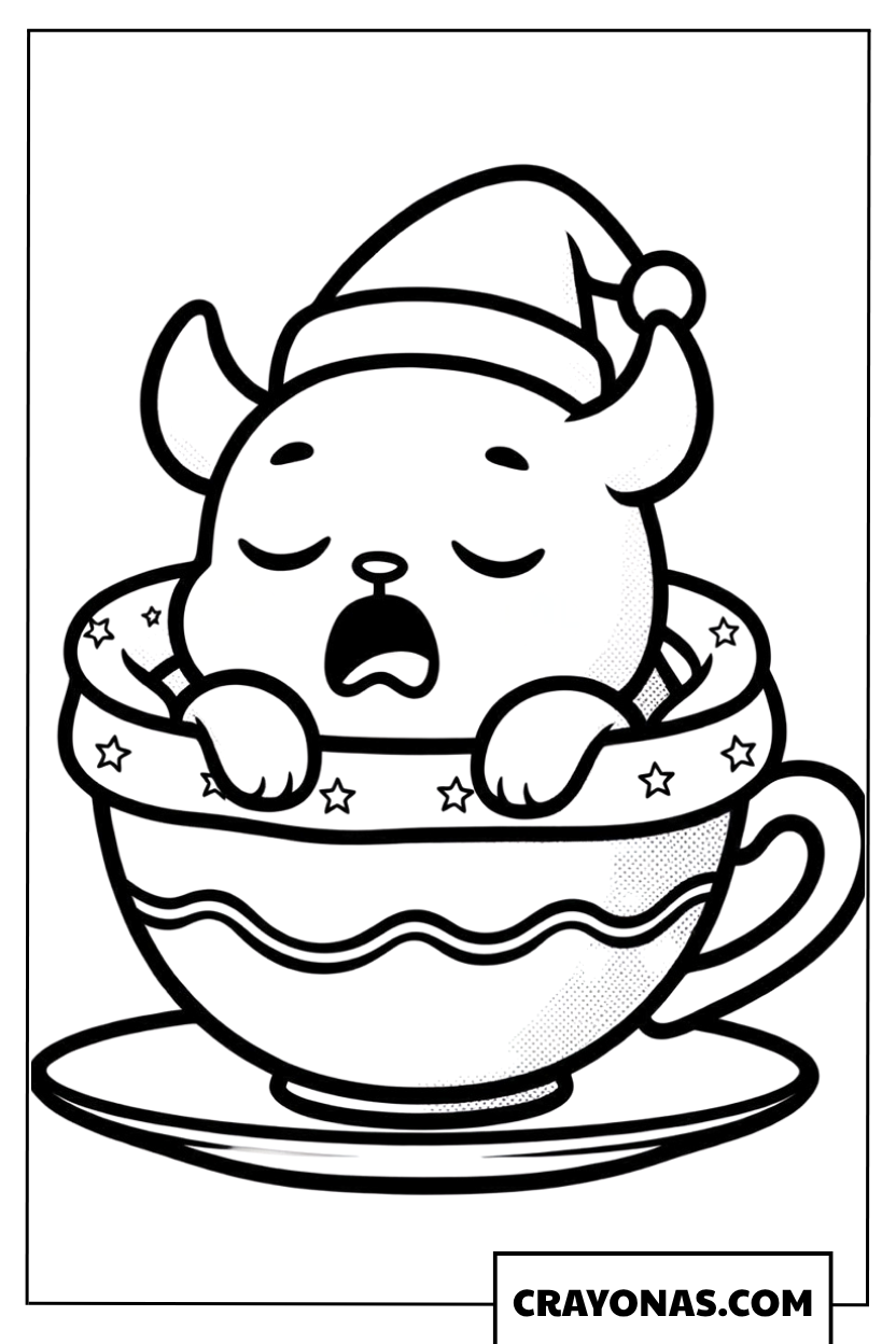 Monster Drinking Hot Chocolate Coloring Page