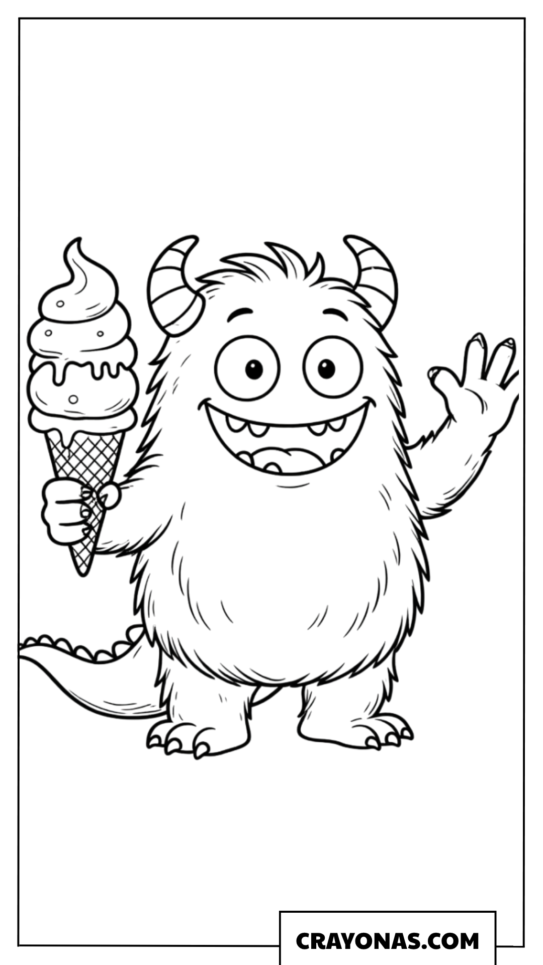 Monster Eating Ice Cream Coloring Page
