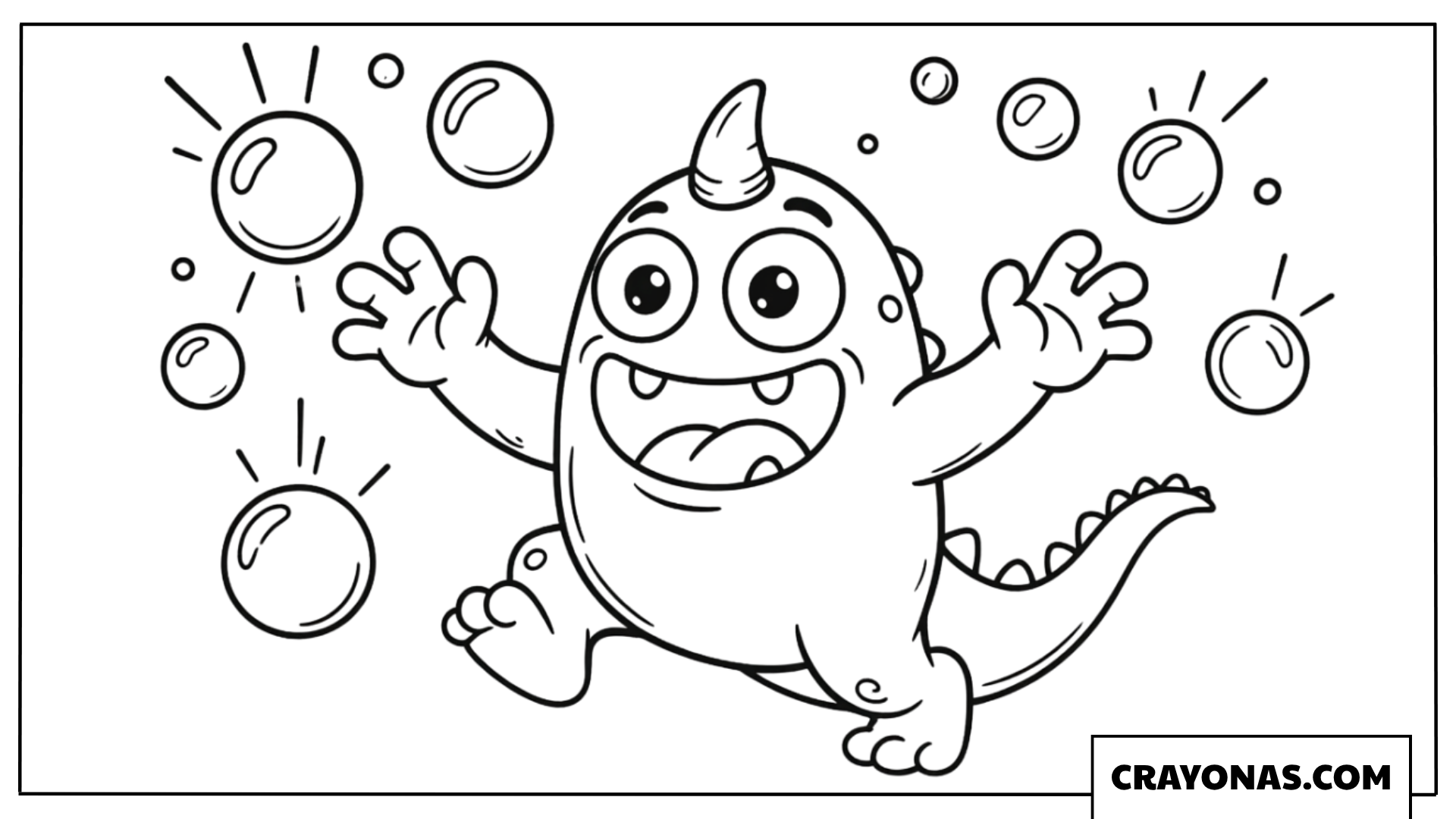 Monster Playing with Balloons Coloring Page