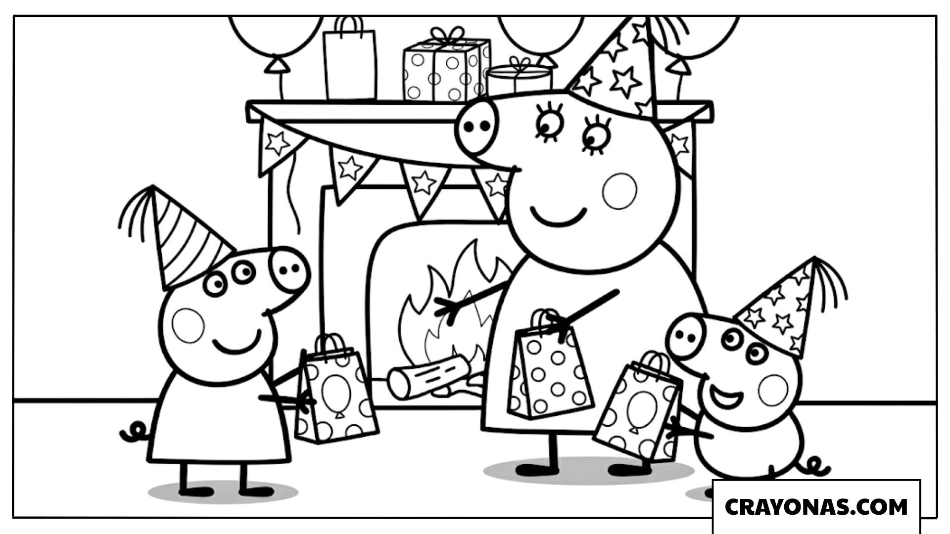 Mummy Pig Handing Party Bags Coloring Page