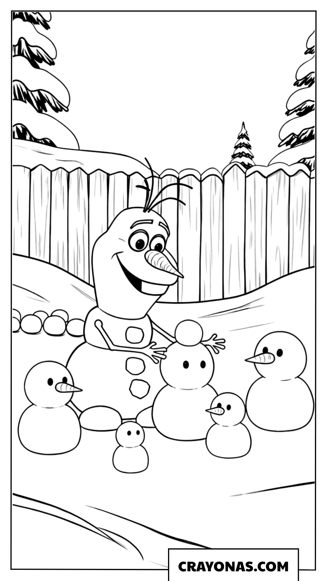 Olaf Making Little Snowmen Coloring Page
