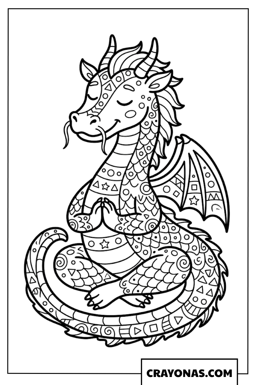 Ornate Mandala Dragon Coloring Page
