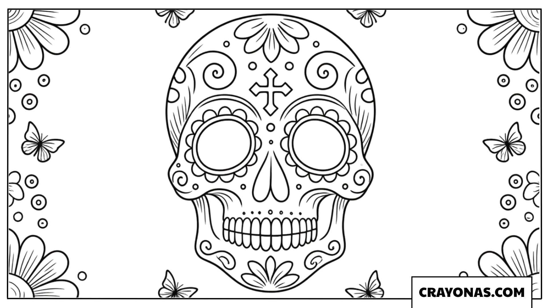 Ornate Sugar Skull Coloring Page