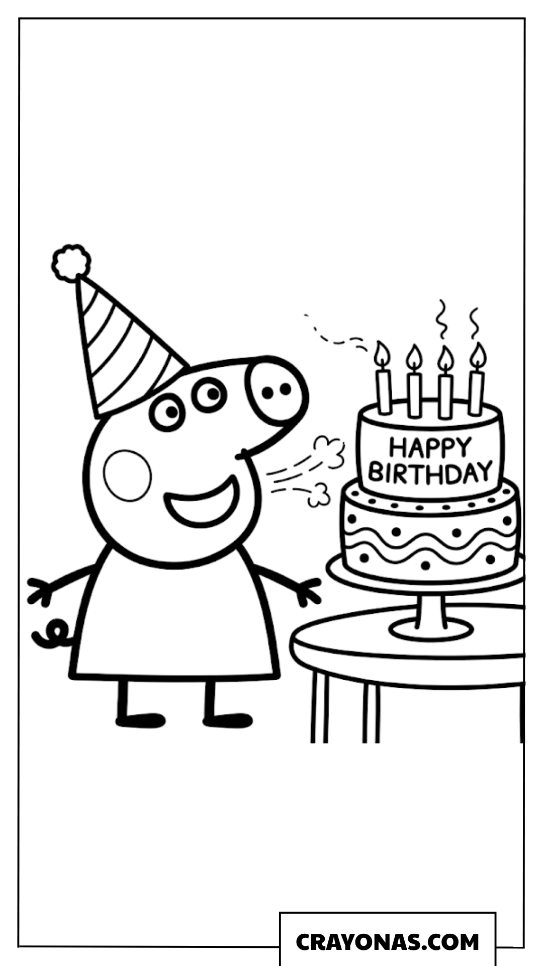 Peppa Pig Birthday Cake Coloring Page