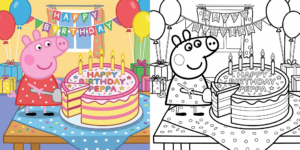 Peppa Pig Birthday Coloring Pages ft - 11