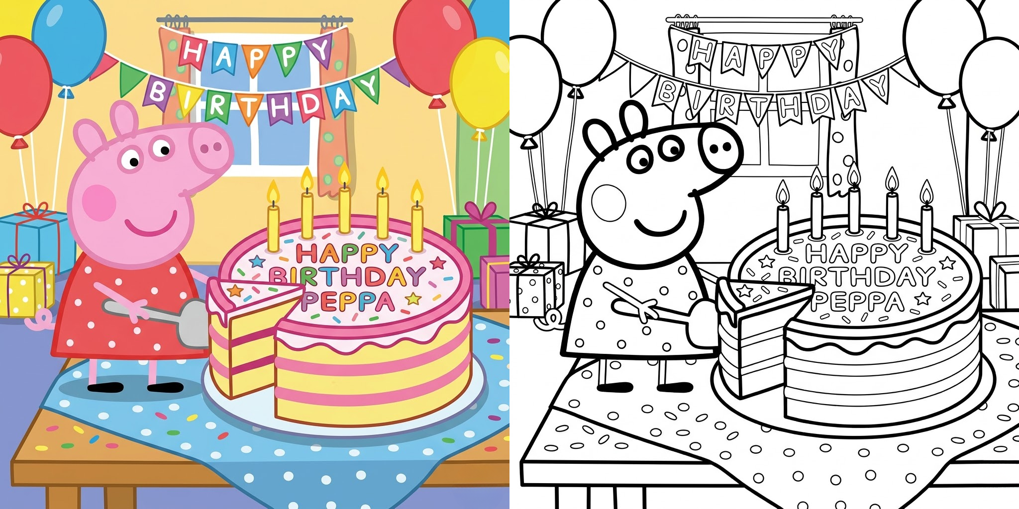 Peppa Pig Birthday Coloring Pages ft - 11