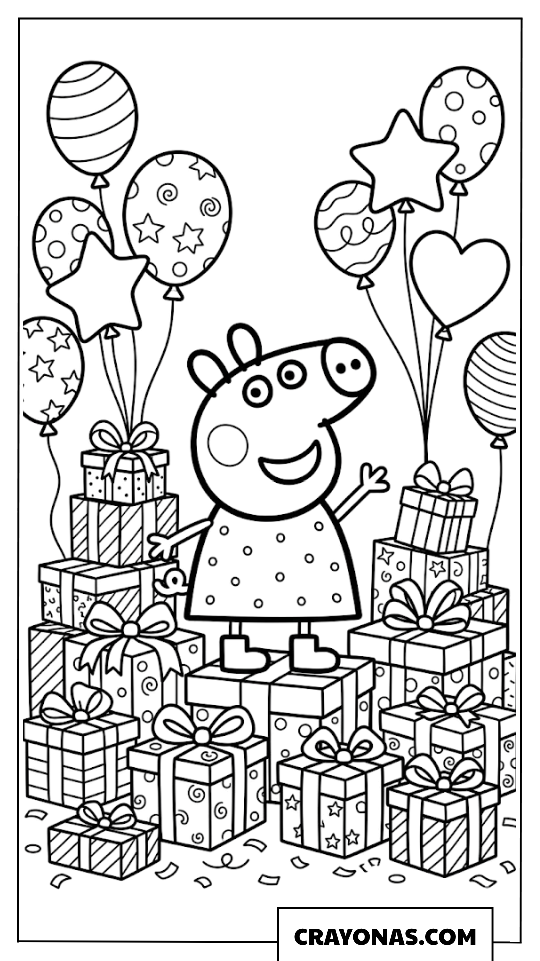 Peppa Pig Birthday Gifts Coloring Page