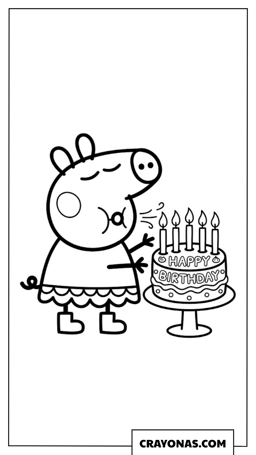 Peppa Pig Blowing Birthday Candles Coloring Page