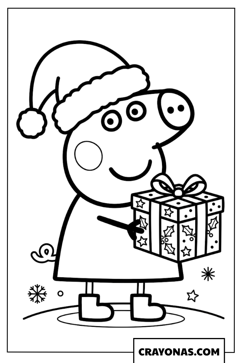 Peppa Pig Christmas Birthday Coloring Page