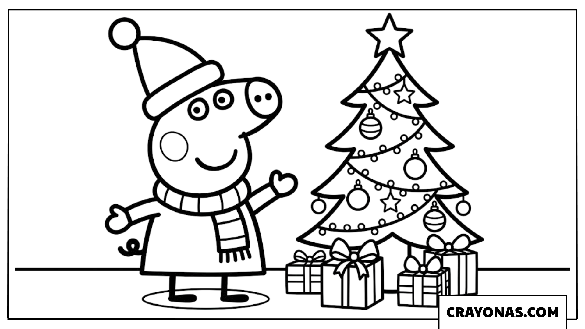 Peppa Pig Christmas Tree Coloring Page