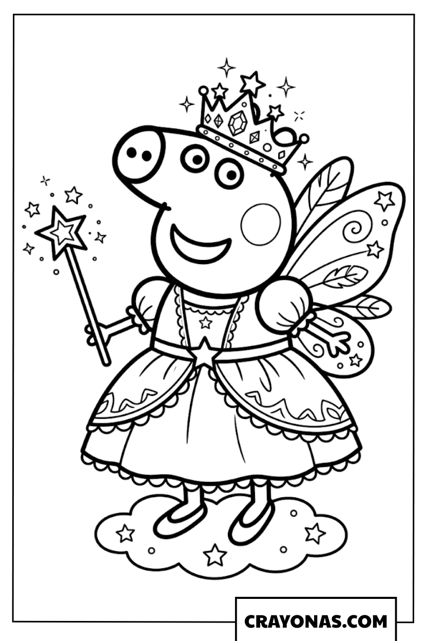 Peppa Pig Fairy Princess Coloring Page