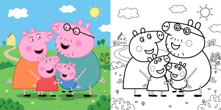Peppa Pig Family Coloring Pages ft - 3
