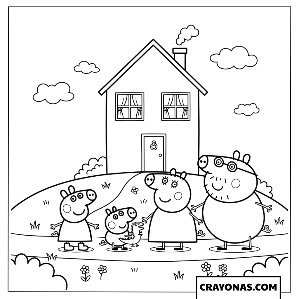 Peppa Pig Family House Coloring Page