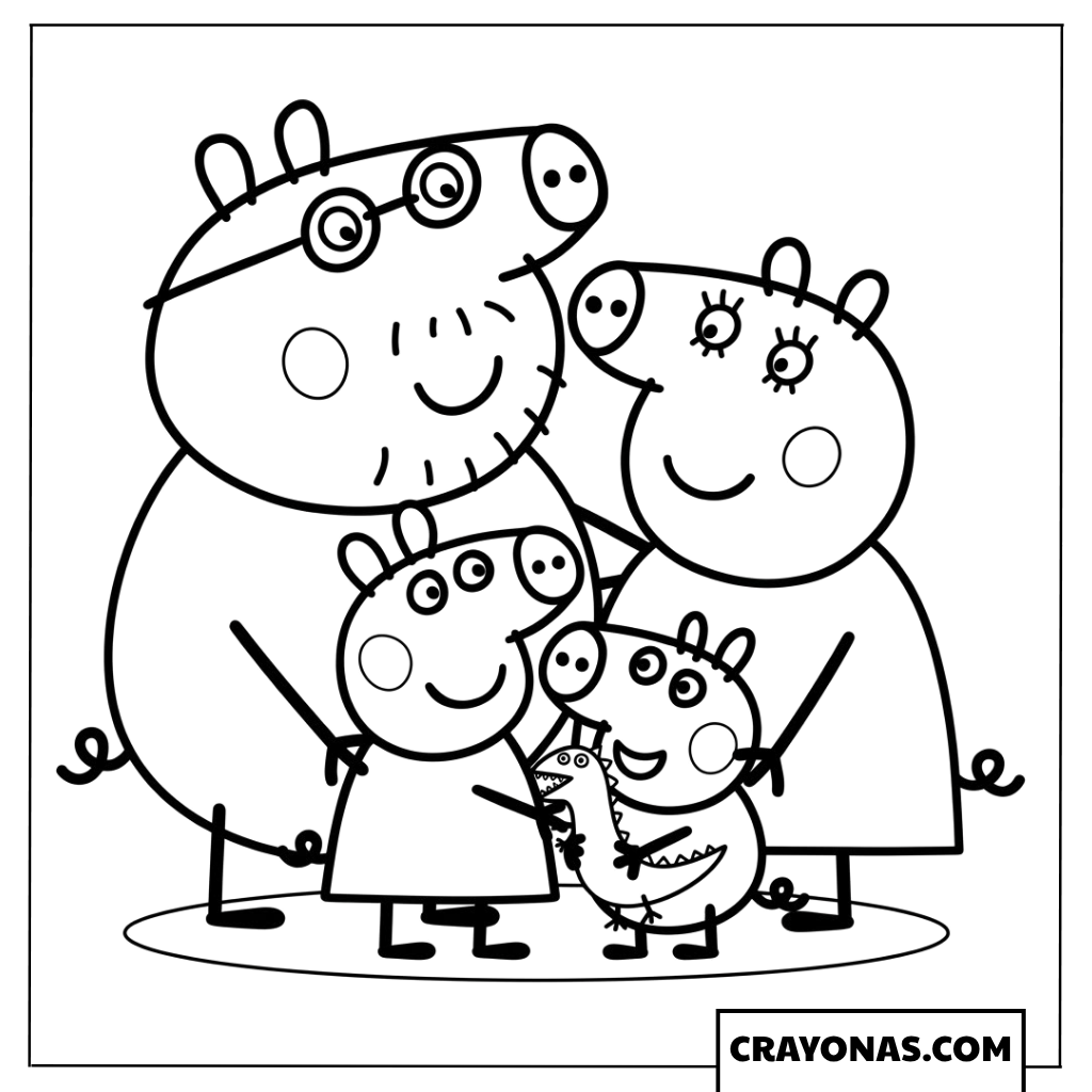 Peppa Pig Family Portrait Coloring Page